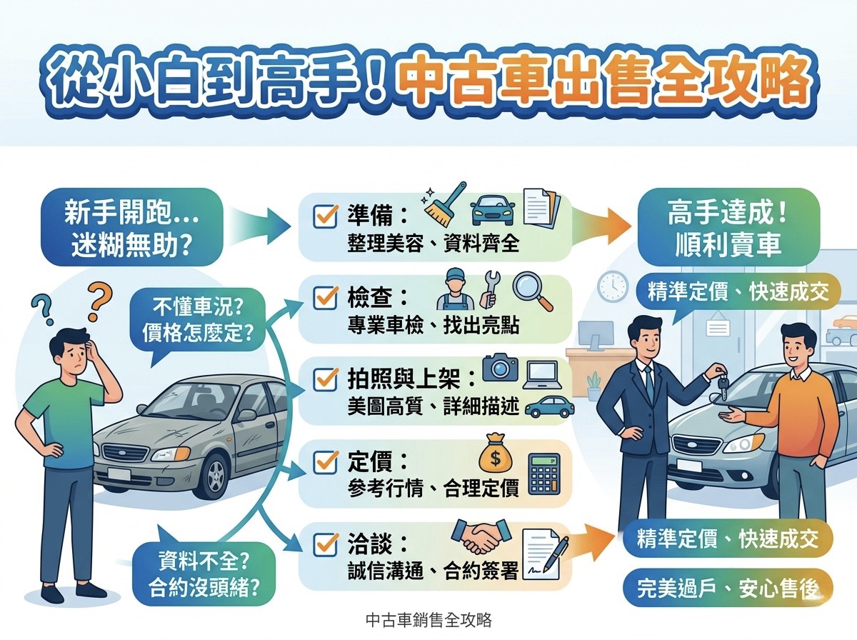 【賣車必看】從小白到高手！中古車出售全攻略：鑫總汽車教你 5 大關鍵步驟，讓愛車行情「止跌回升」！